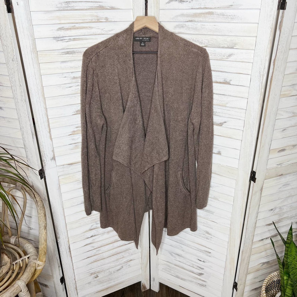 BAREFOOT DREAMS Women's 903 Calypso Cardigan Sweater Cozychic Lite Taupe Medium - Picture 12 of 12